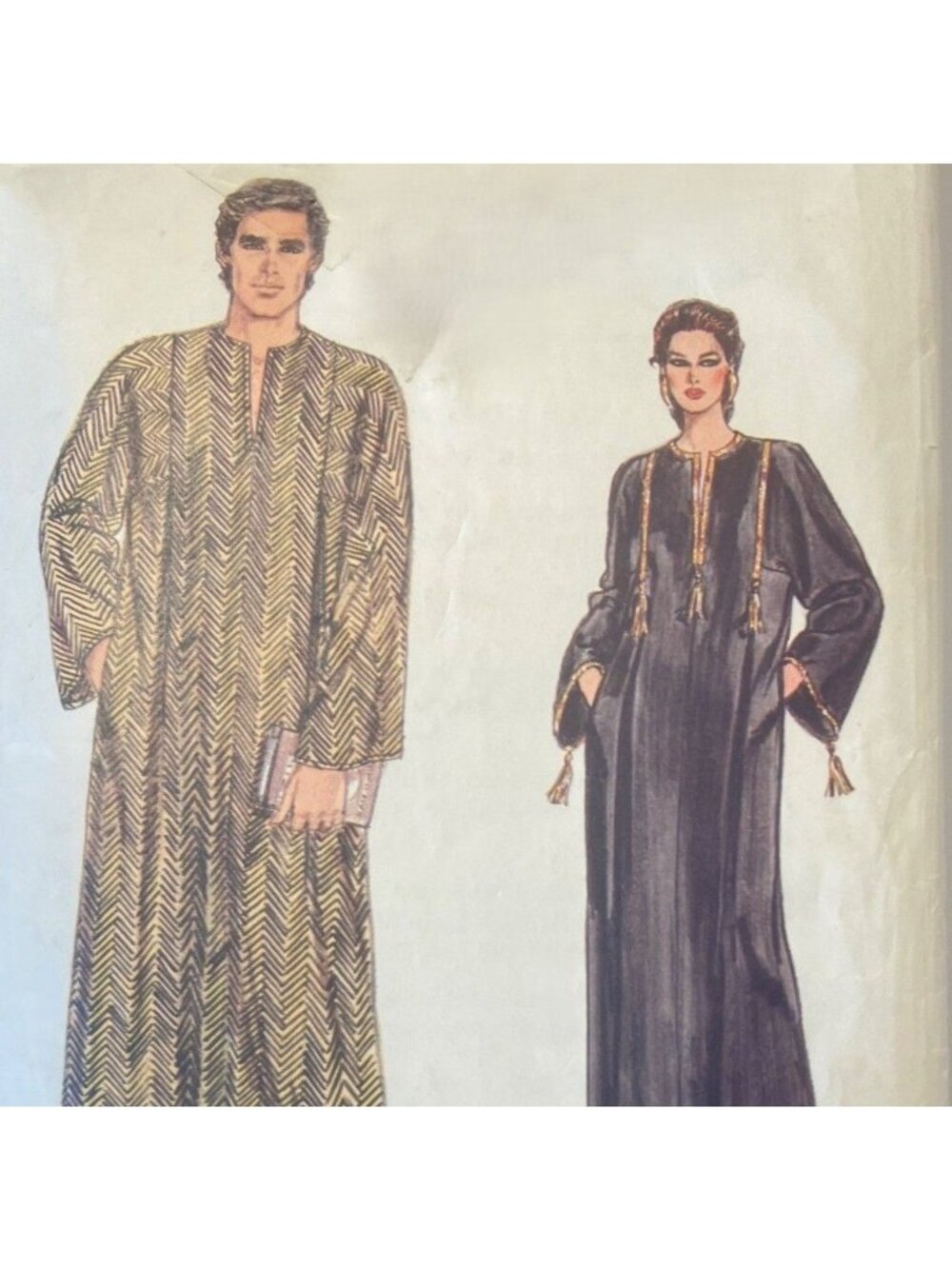 80s Vogue 8474 Unisex Caftan Vintage Pattern Sz XS-XL Missing Pocket Piece READ
